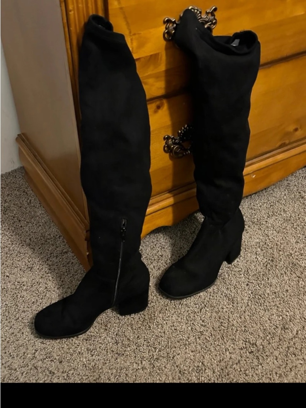 Christian Siriano Black Over-the-Knee Block Heel Boots for Men
